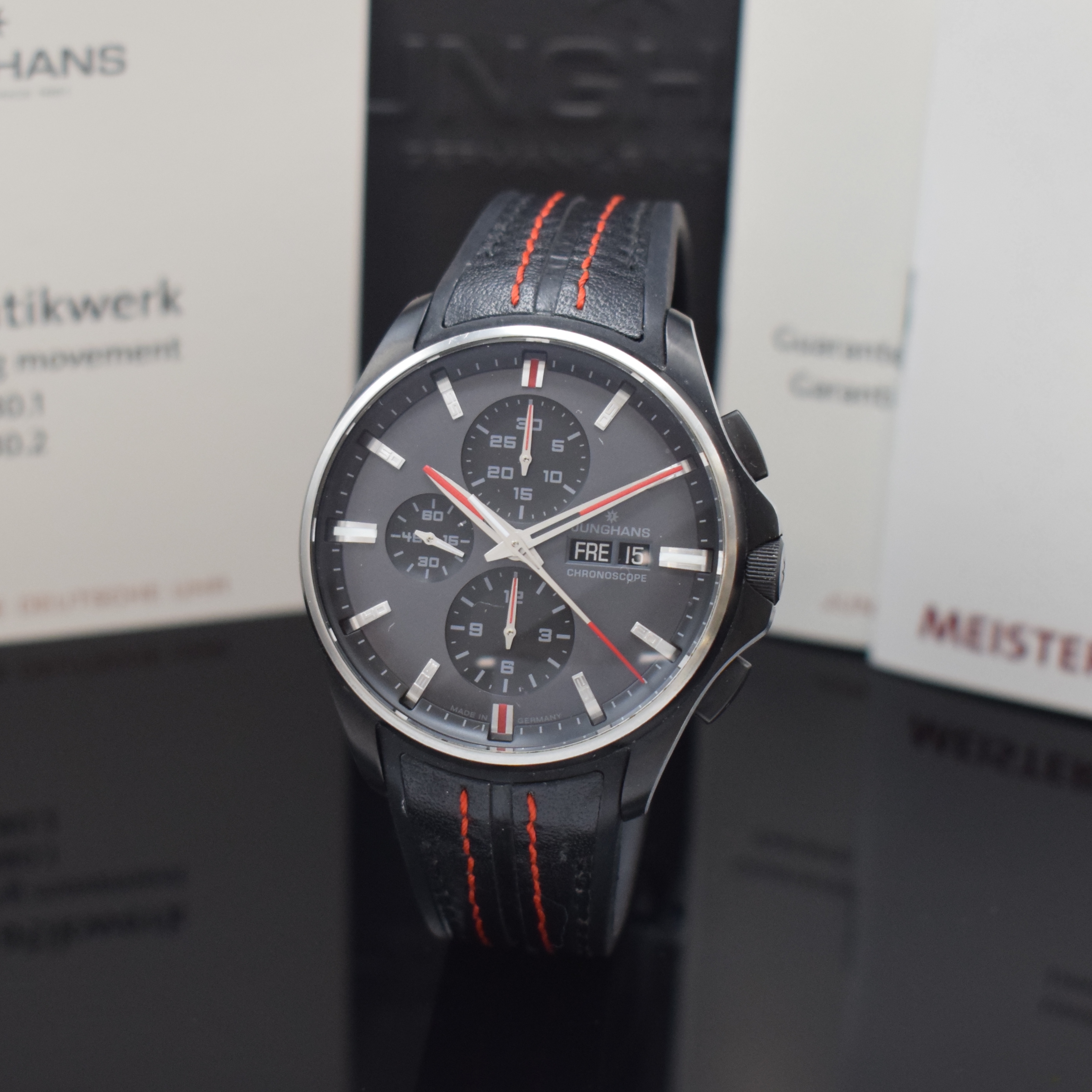 JUNGHANS auf 888 Stück limitierter Armbandchronograph Meister S Chronoscope Referenz 027/4025.00, Deutschland verk. lt. beil. Pap. 11/2020, ...