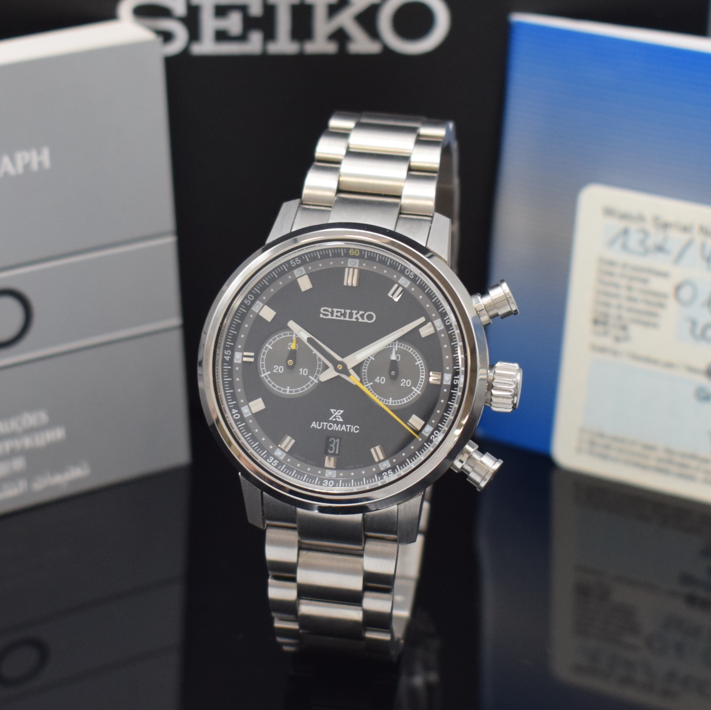 SEIKO Prospex Speedtimer, auf 400 Stück limitierter Armbandchronograph in Stahl, Japan verk. lt. beil. Pap. 07/2022, Automatik, beids. vergl. Geh. ...