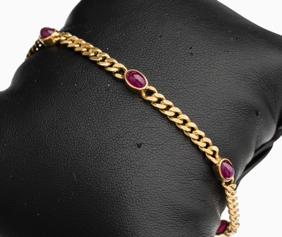 Image 26786166 - 8 kt gold ruby Flat curb bracelet