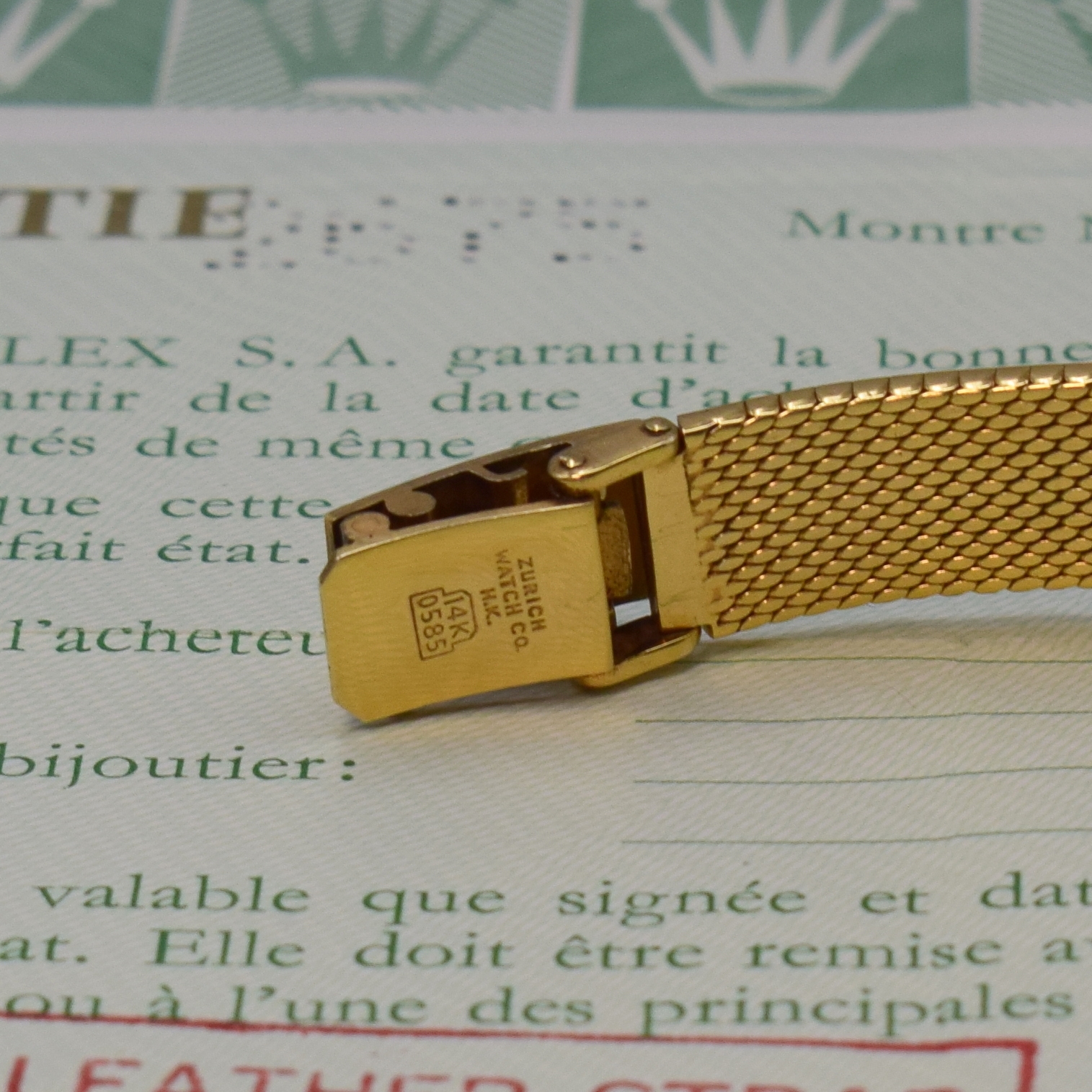 Detail b: ROLEX Orchid Damenarmbanduhr in GG 750/000 Referenz 2675 an neutralem GG 750/000 Milanaiseband, Handaufzug, Boden aufgedr., gold. Zifferbl. m. ...