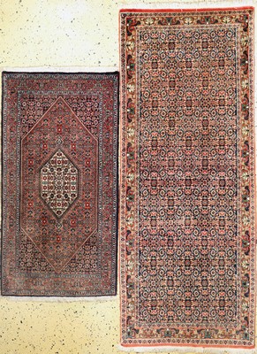 Image 26786378 - 2 lots of Bijar cork, Persia, end of the 20th century, corkwool, approx. 203 x 82 cm & approx. 137 x 71 cm, condition: 2 (faded colors). Rugs, Carpets & Flatweaves