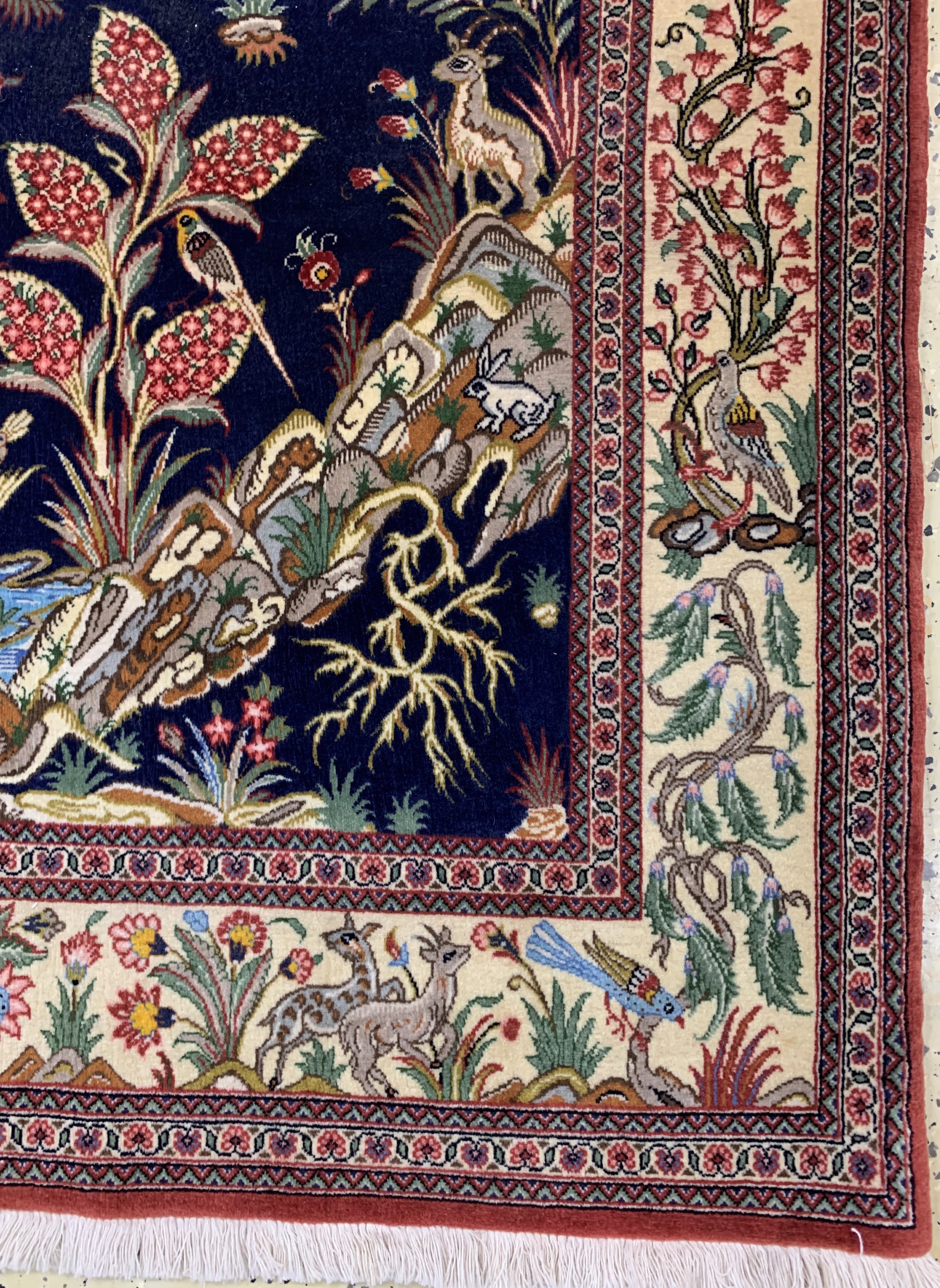 Detail a: Saveh Kork fein, signiert, Persien, Ende 20.Jhd, Korkwolle auf Baumwolle, ca. 163 x 110cm, EHZ: 1-2