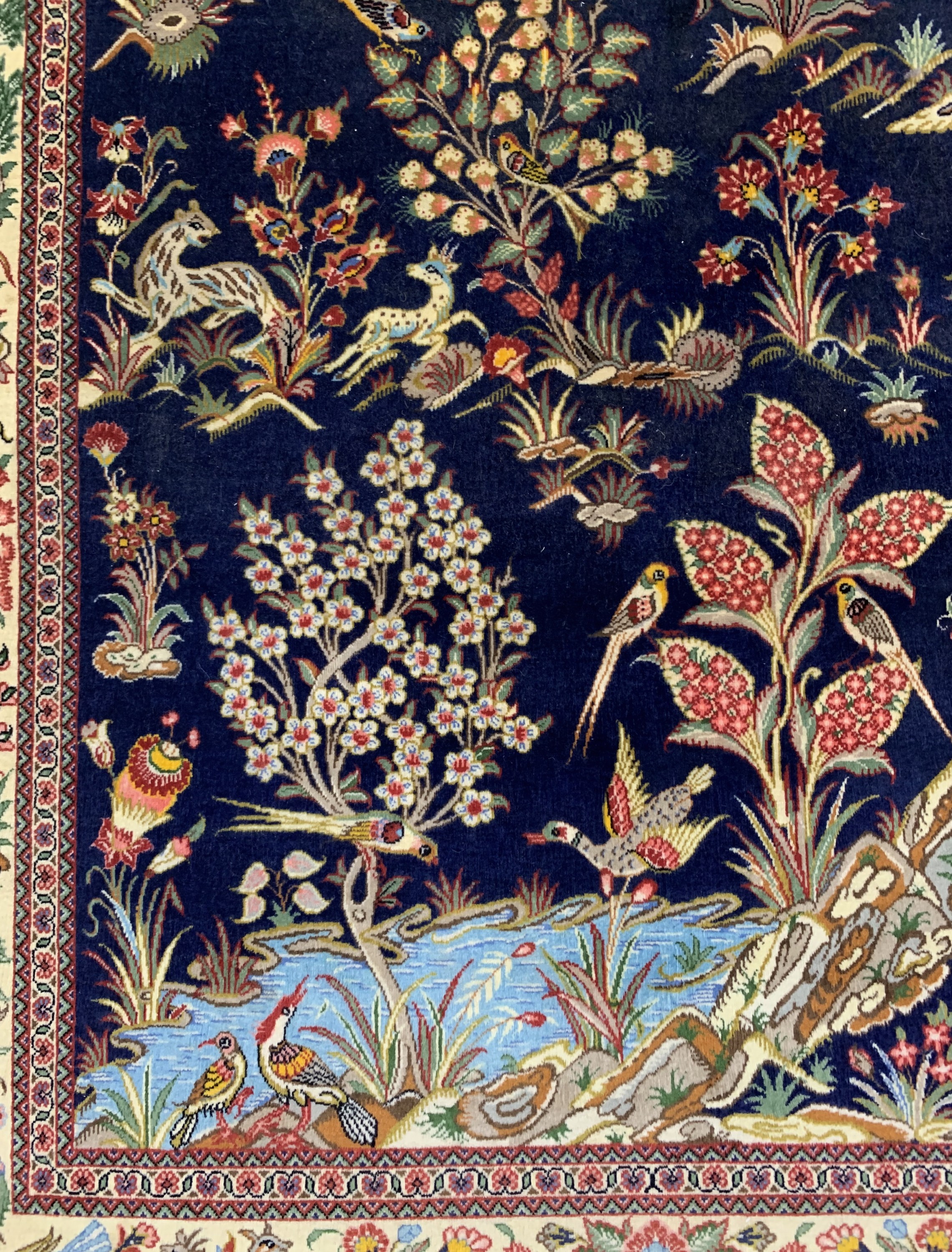 Detail b: Saveh Kork fein, signiert, Persien, Ende 20.Jhd, Korkwolle auf Baumwolle, ca. 163 x 110cm, EHZ: 1-2