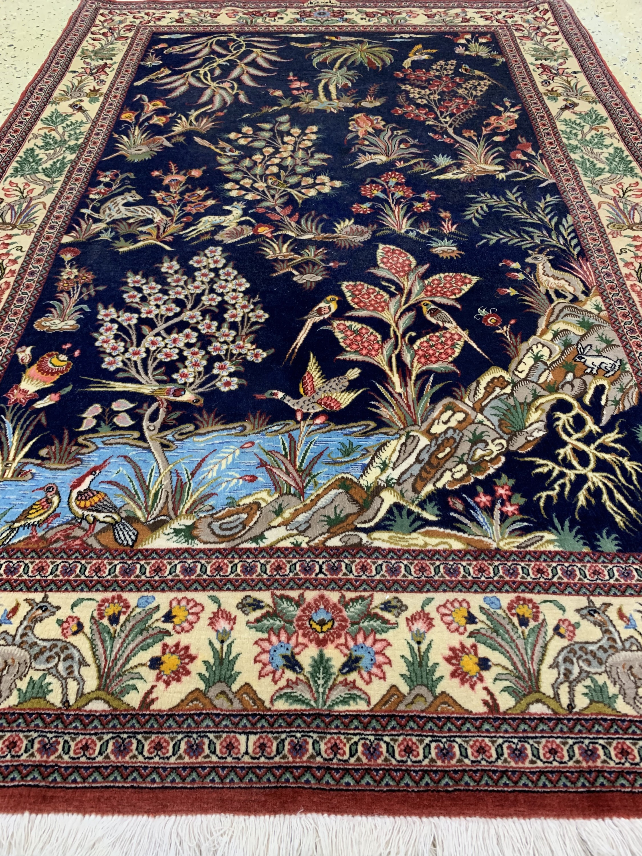 Detail d: Saveh Kork fein, signiert, Persien, Ende 20.Jhd, Korkwolle auf Baumwolle, ca. 163 x 110cm, EHZ: 1-2