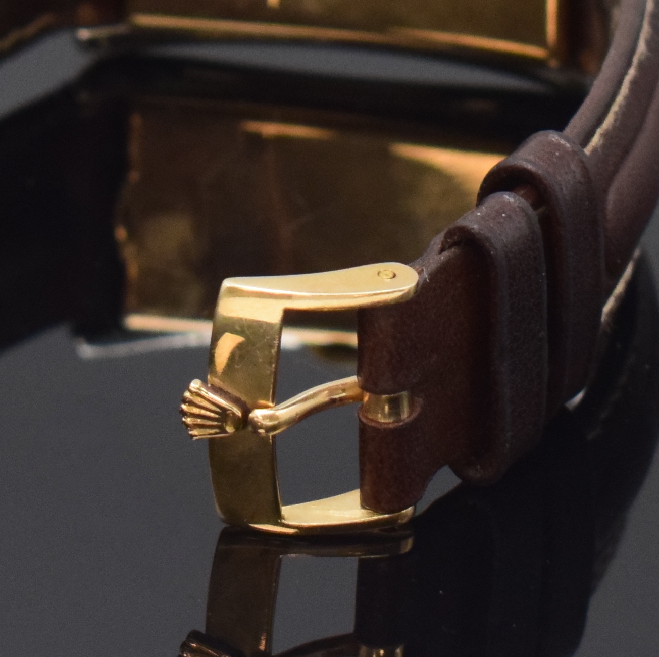 Detail b: ROLEX Herrenarmbanduhr Prince Brancard Chronometer in RG/WG 375/000 Referenz 971U, Schweiz um 1939, Handaufzug, Rectangulärgeh., Boden aufgedr., ...