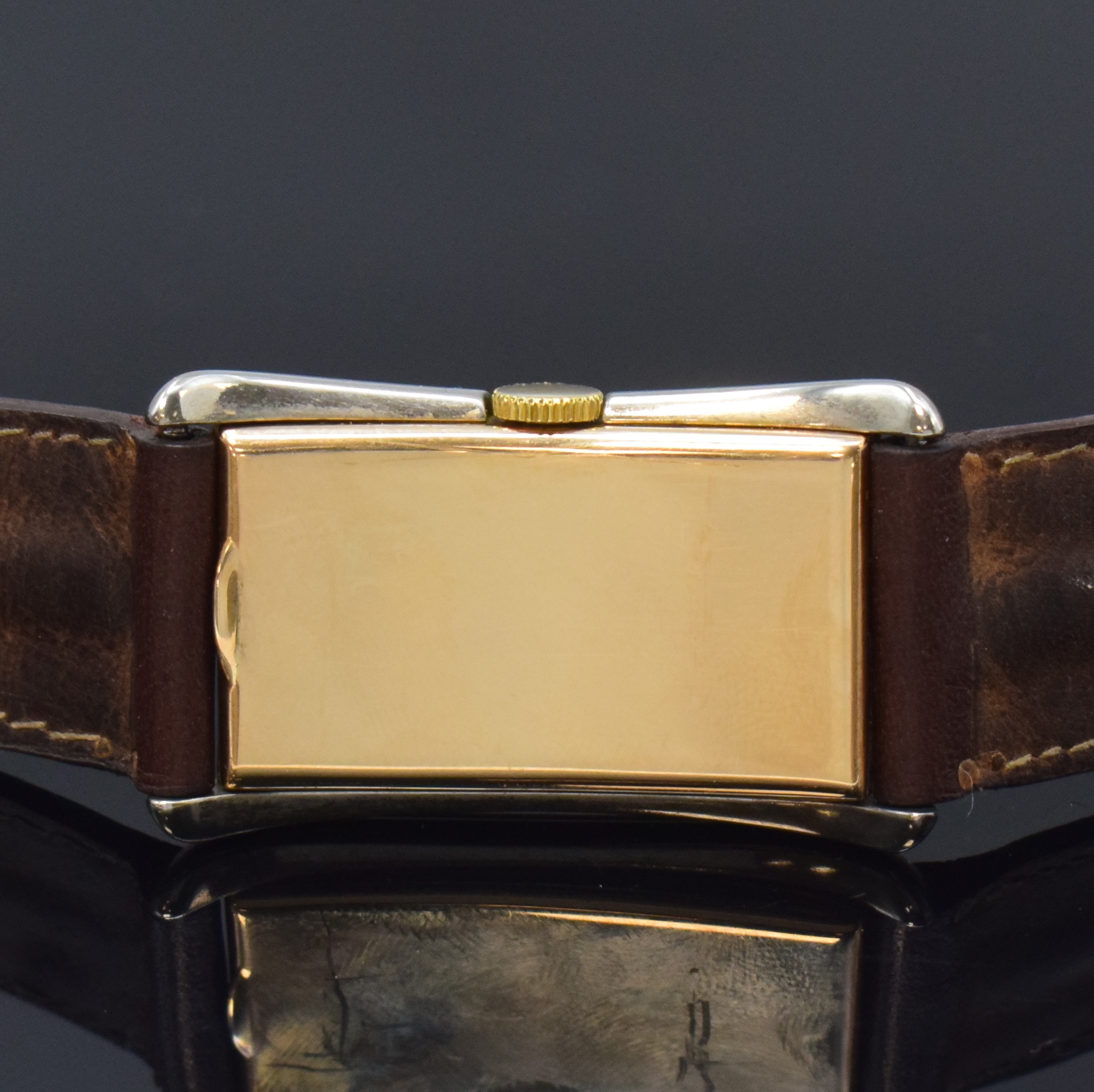 Detail d: ROLEX Herrenarmbanduhr Prince Brancard Chronometer in RG/WG 375/000 Referenz 971U, Schweiz um 1939, Handaufzug, Rectangulärgeh., Boden aufgedr., ...
