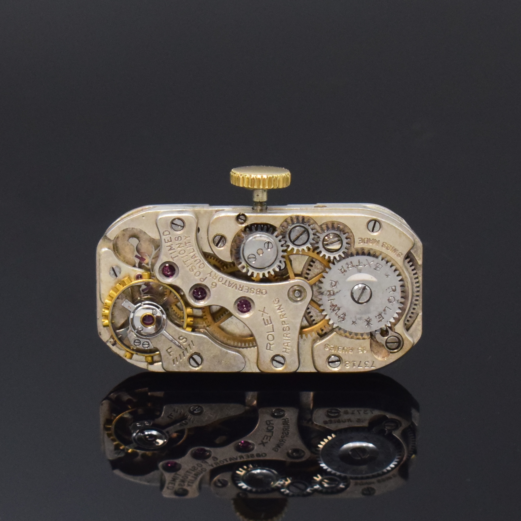 Detail e: ROLEX Herrenarmbanduhr Prince Brancard Chronometer in RG/WG 375/000 Referenz 971U, Schweiz um 1939, Handaufzug, Rectangulärgeh., Boden aufgedr., ...
