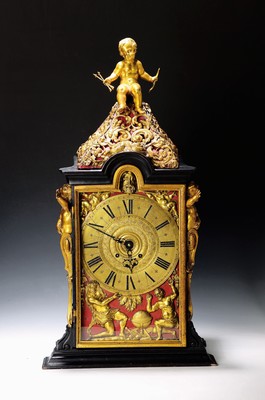 Image Magnificent table clock with automaton, France around 1840/50, ebonized wooden casing ...