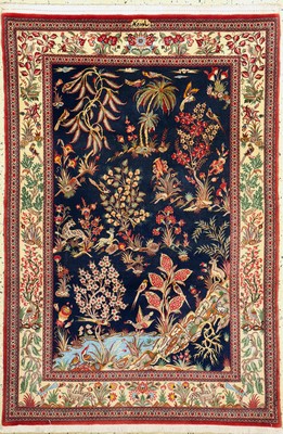 Image 26786476 - Saveh cork fine, signed, Persia, end of 20th century, corkwool on cotton, approx. 163 x 110cm, condition: 1-2. Rugs, Carpets & Flatweaves