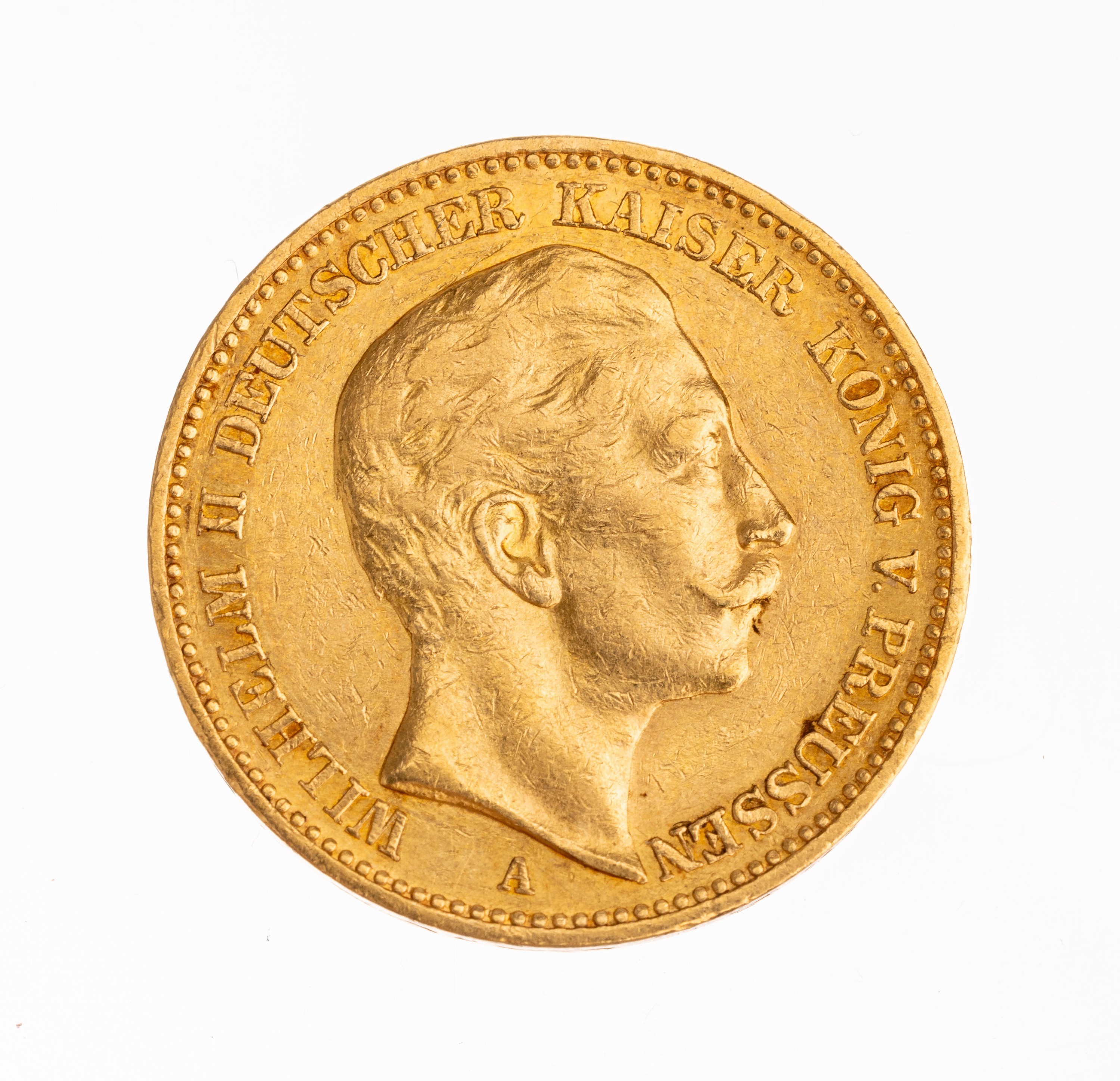 Goldmünze, 20 Mark Deutsches Reich, 1896, Wilhelm II. Deutscher Kaiser König von Preußen