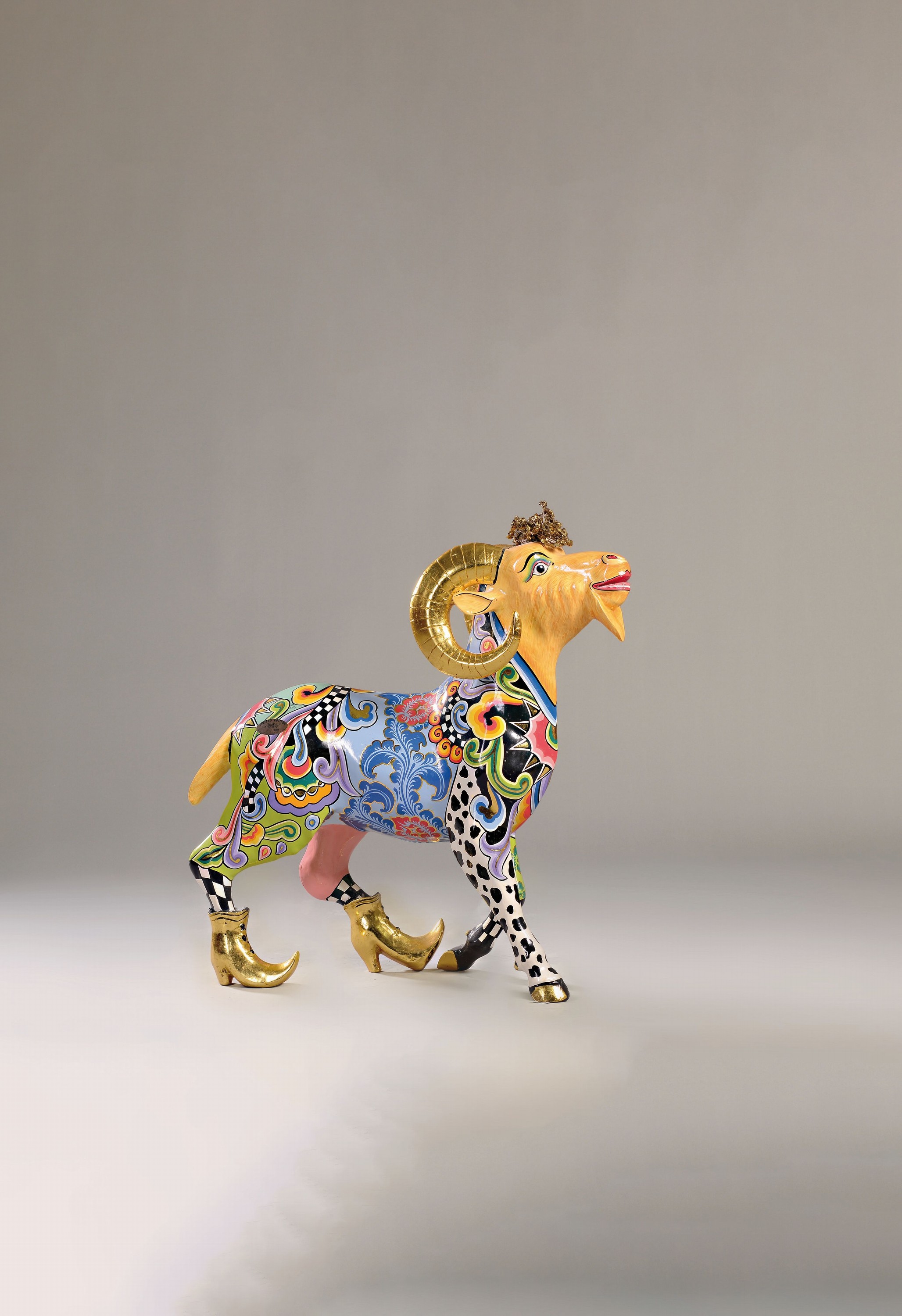 Thomas Hoffmann/Tom's Drag Art, große Steinbockskulptur, "Steinbock Louis"", 2009, handsigniert, Fiberglas handbemalt, bemalt, ...