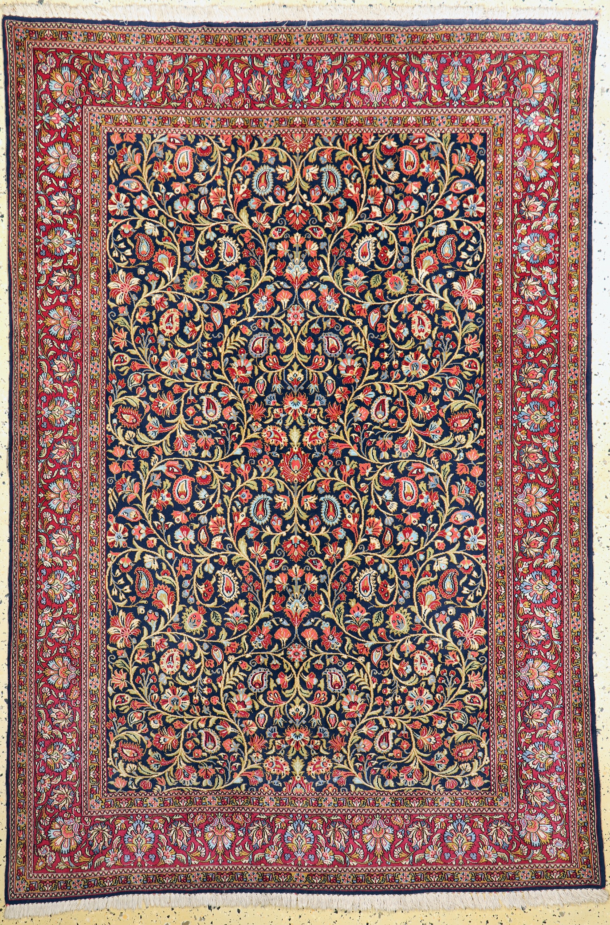 Ghom Kork fein, Persien, Mitte 20.Jhd, Korkwolle auf Baumwolle, ca. 207 x 138 cm, EHZ: 2