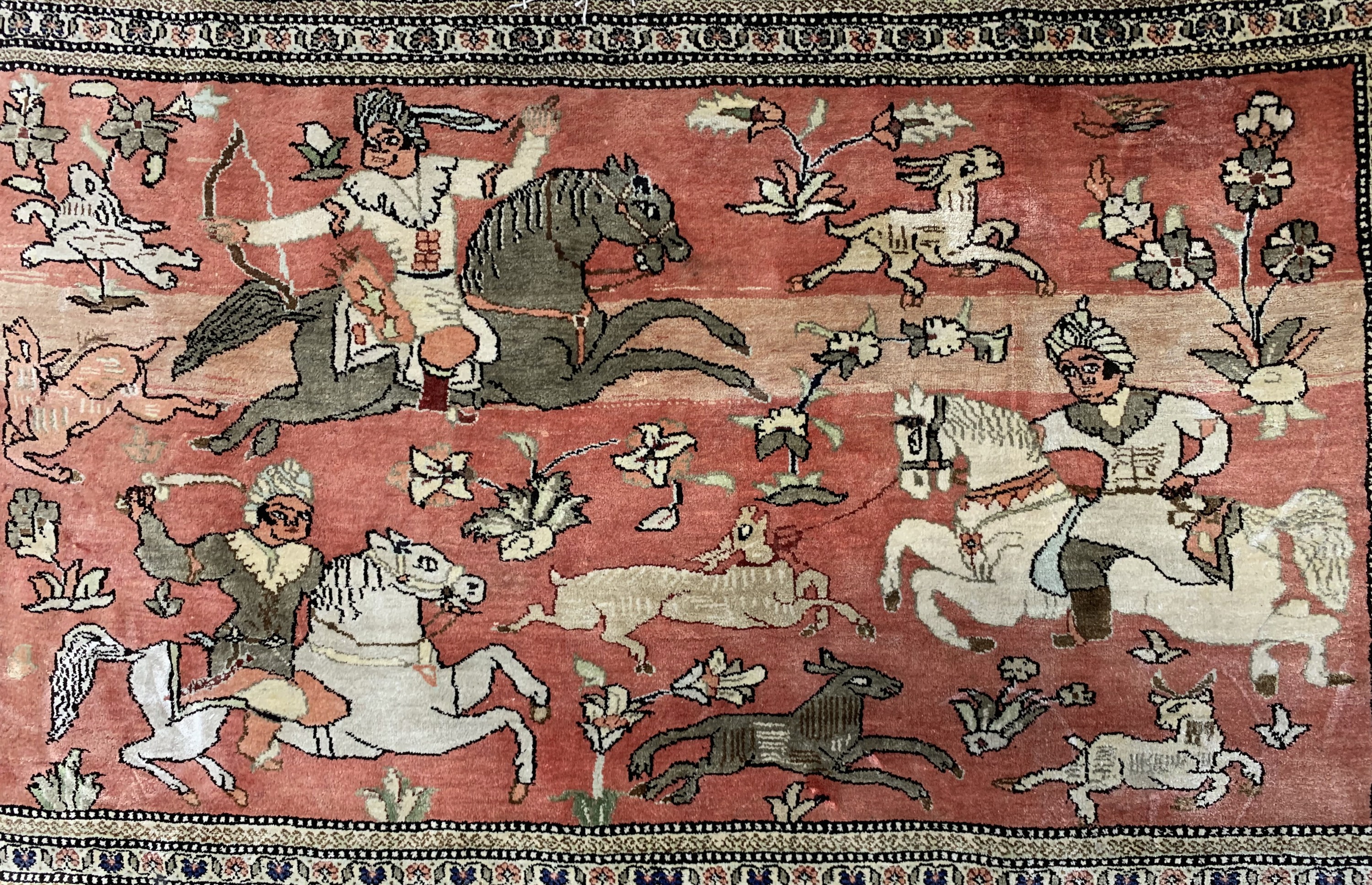Detail d: 1 paar Ghom Seide, Persien, Mitte 20.Jhd, reine Naturseide, ca. 158 x 104 cm, ca. 83 x 50 cm, EHZ: 2