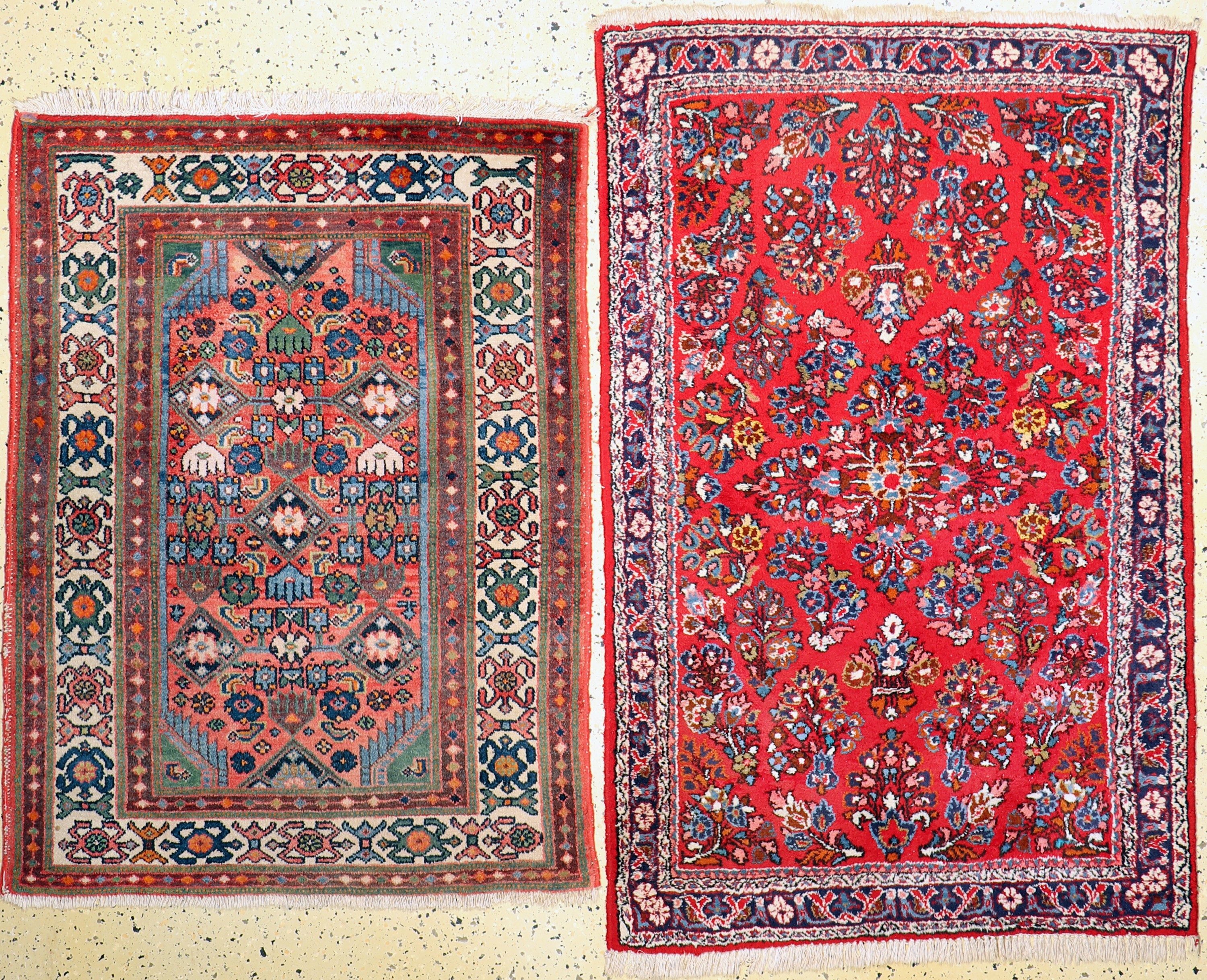 1 paar Hamadan, Persien, Mitte 20.Jhd, Wolle auf Baumwolle, ca. 150 x 100 cm, EHZ: 2-3