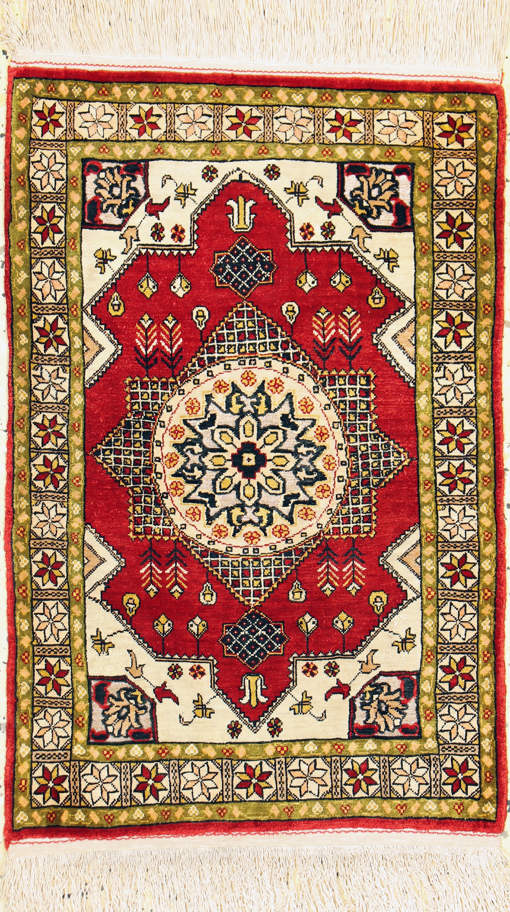 Hereke Seide fein, Türkei, Mitte 20.Jhd, reine Naturseide"Metallbroschiert", ca. 51 x 31 cm, EHZ: 1