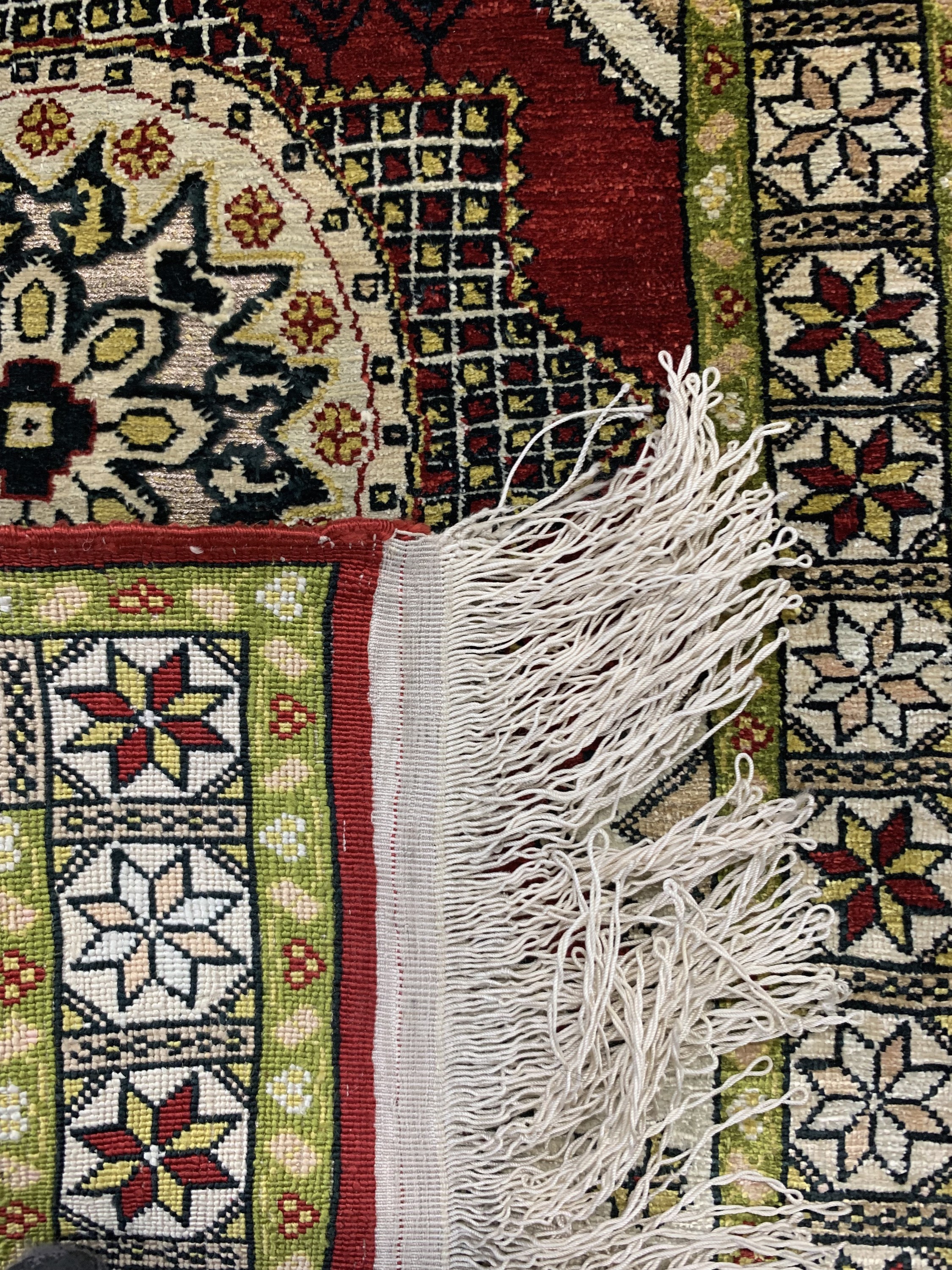 Detail d: Hereke Seide fein, Türkei, Mitte 20.Jhd, reine Naturseide"Metallbroschiert", ca. 51 x 31 cm, EHZ: 1