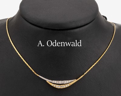 Image 14 kt Gold Diamant-Collier, GG/WG 585/000, Meistermarke ODENWALD, 16 Brillanten zus. ...