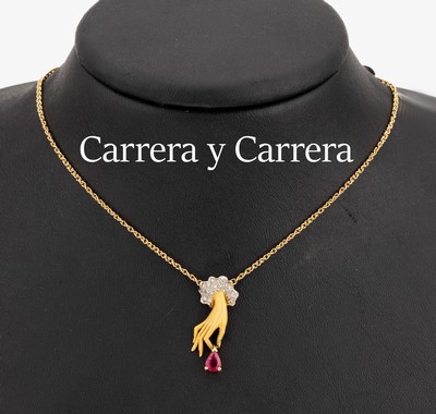 Image CARRERA Y CARRERA Rubin-Brillant-Collier "Hand", GG/WG 750/000, bewegl. ...