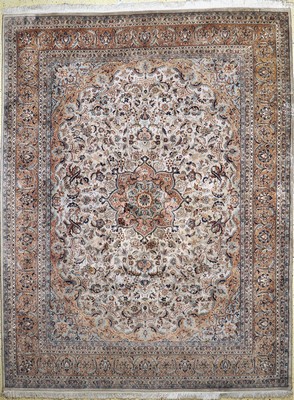 Image 26786748 - Kashmar cork fine, India, end of 20th century,corkwool on cotton, approx. 330 x 254 cm, condition: 2, (moth damage on edge). Rugs, Carpets & Flatweaves