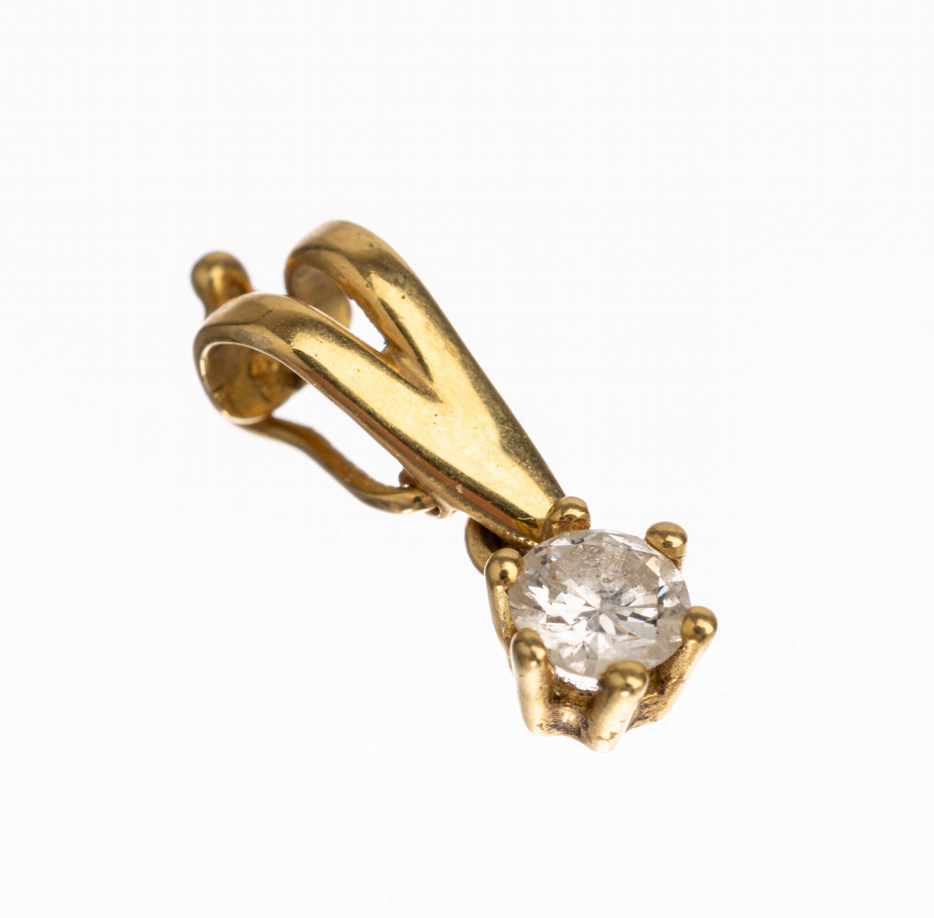 18 kt Gold Clip-Brillant-Anhänger, GG 750/000, Brillant ca. 0.20 ct Weiß/si
