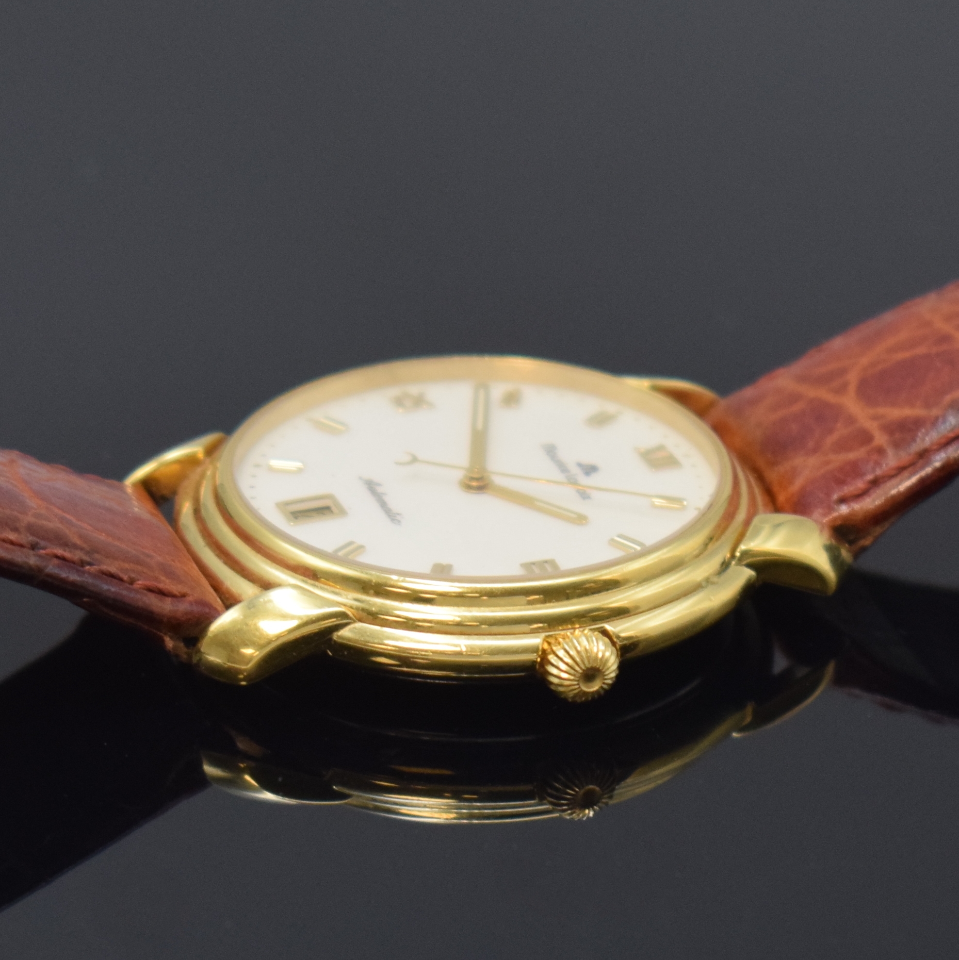 Detail b: MAURICE LACROIX Les Classique Herrenarmbanduhr Referenz 23293, Schweiz um 2000, Automatik, verg. Geh., Stahlboden aufgedr., cremefarb. Zifferbl. m. ...