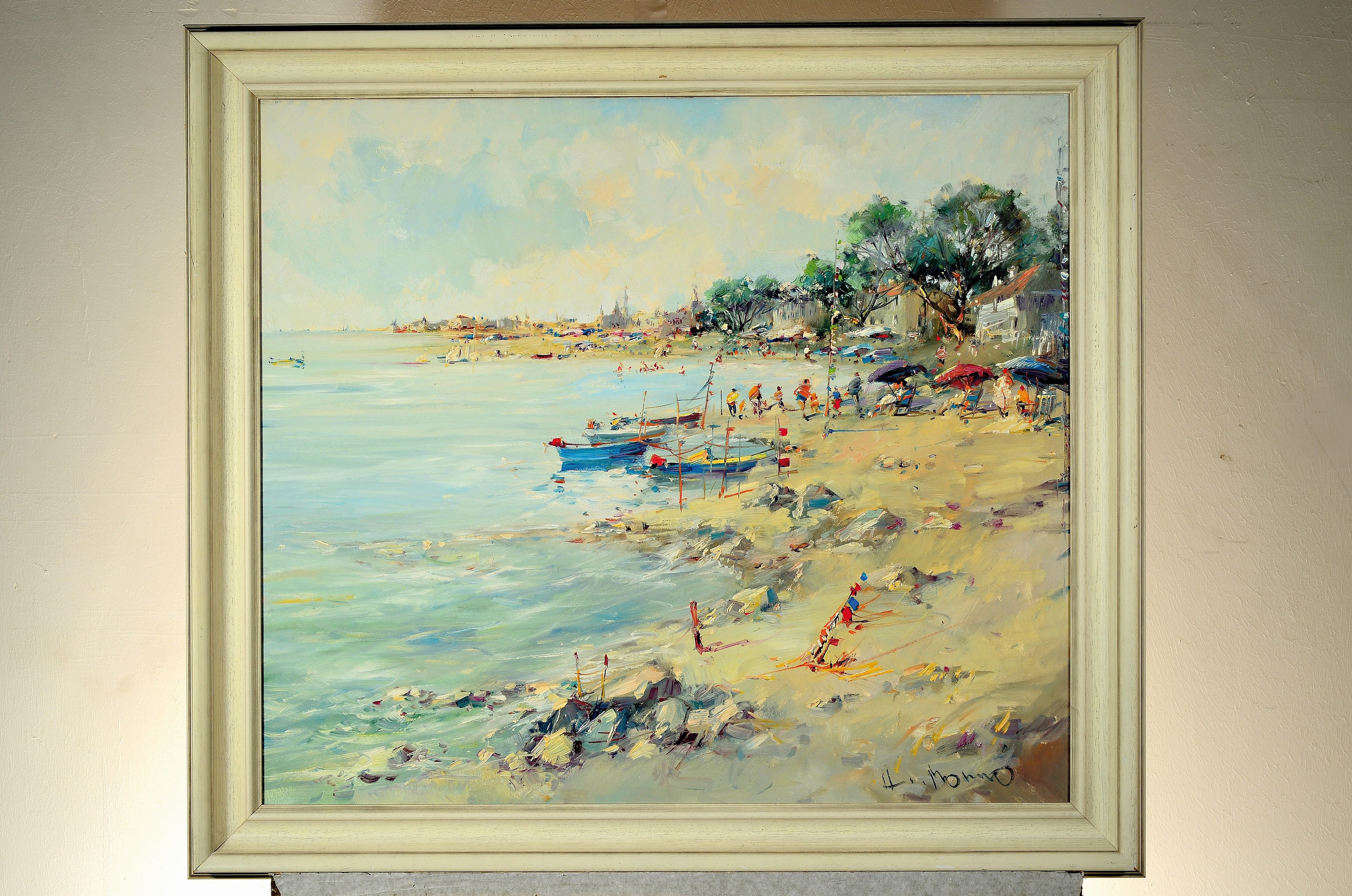 Detail k: Paul Morro (Ingfried Paul Henze-Morro), 1925 Leipzig-2013, Strandszene, Öl/Lwd, rechts unten signiert, ca. 70x80cm, R. ca. 83x93cm, Studium an den ...