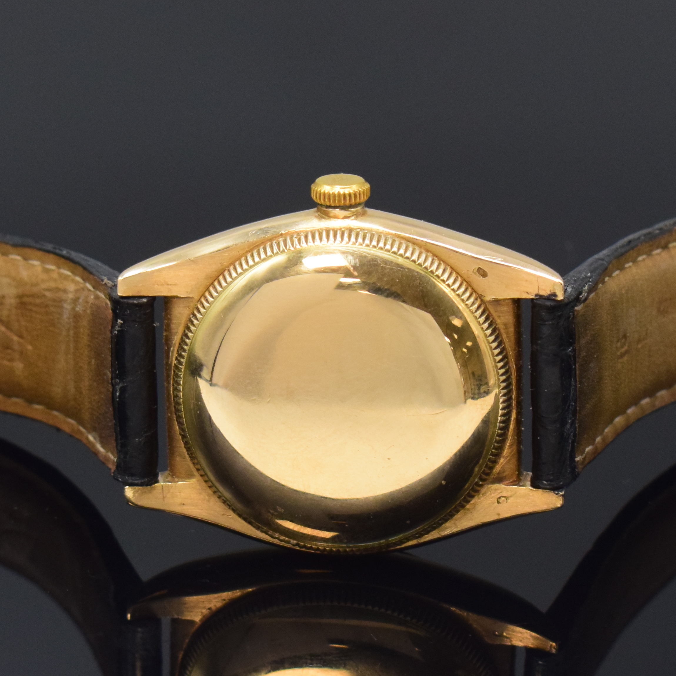 Detail c: ROLEX Bubble Back Chronometer Herrenarmbanduhr in RoseG 585/000 Referenz 3131, Schweiz um 1946, Automatik, verschr. Geh. m. glatter Lünette, ...