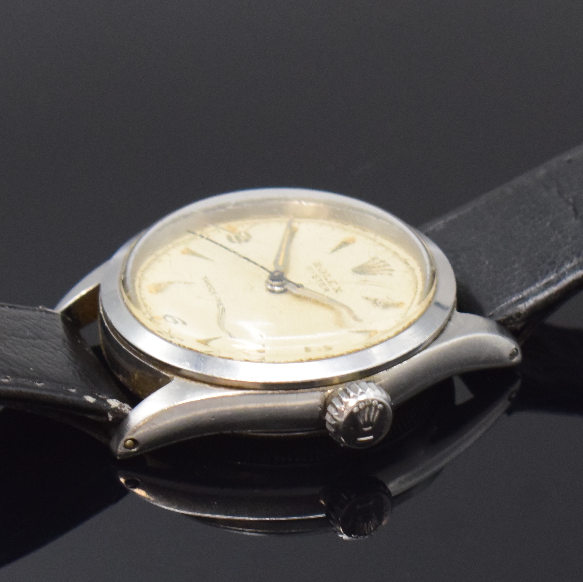 Detail b: ROLEX Herrenarmbanduhr Oyster Precision Referenz 6244, Handaufzug, Schweiz um 1950, Edelstahl, Boden und Krone verschr., ab Herst. wasserd., ...