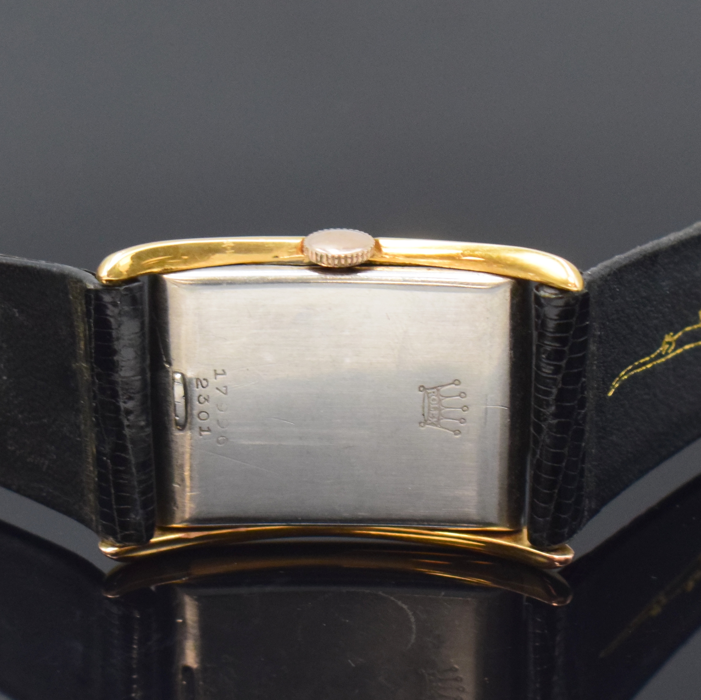 Detail c: ROLEX seltene, große Herrenarmbanduhr Referenz 2301, Handaufzug, Schweiz 1930er Jahre, Edelstahl/Gold kombiniert , Boden aufgedr., silb. Zifferbl. ...
