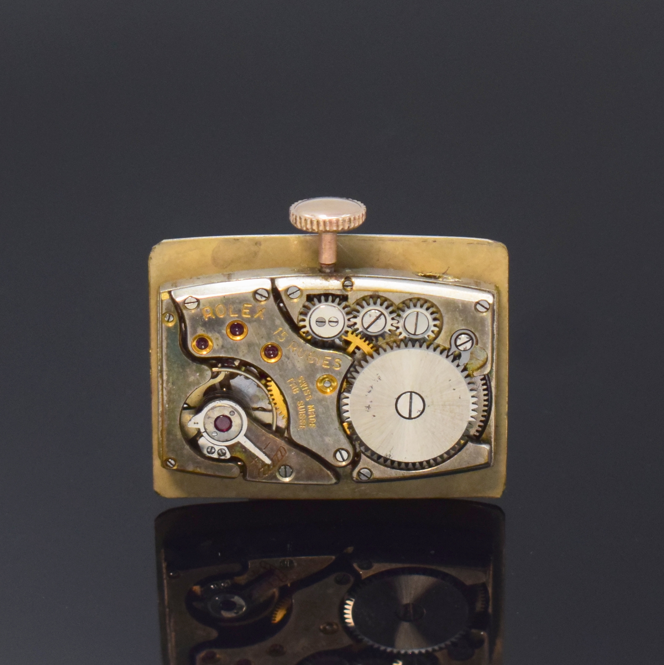 Detail d: ROLEX seltene, große Herrenarmbanduhr Referenz 2301, Handaufzug, Schweiz 1930er Jahre, Edelstahl/Gold kombiniert , Boden aufgedr., silb. Zifferbl. ...