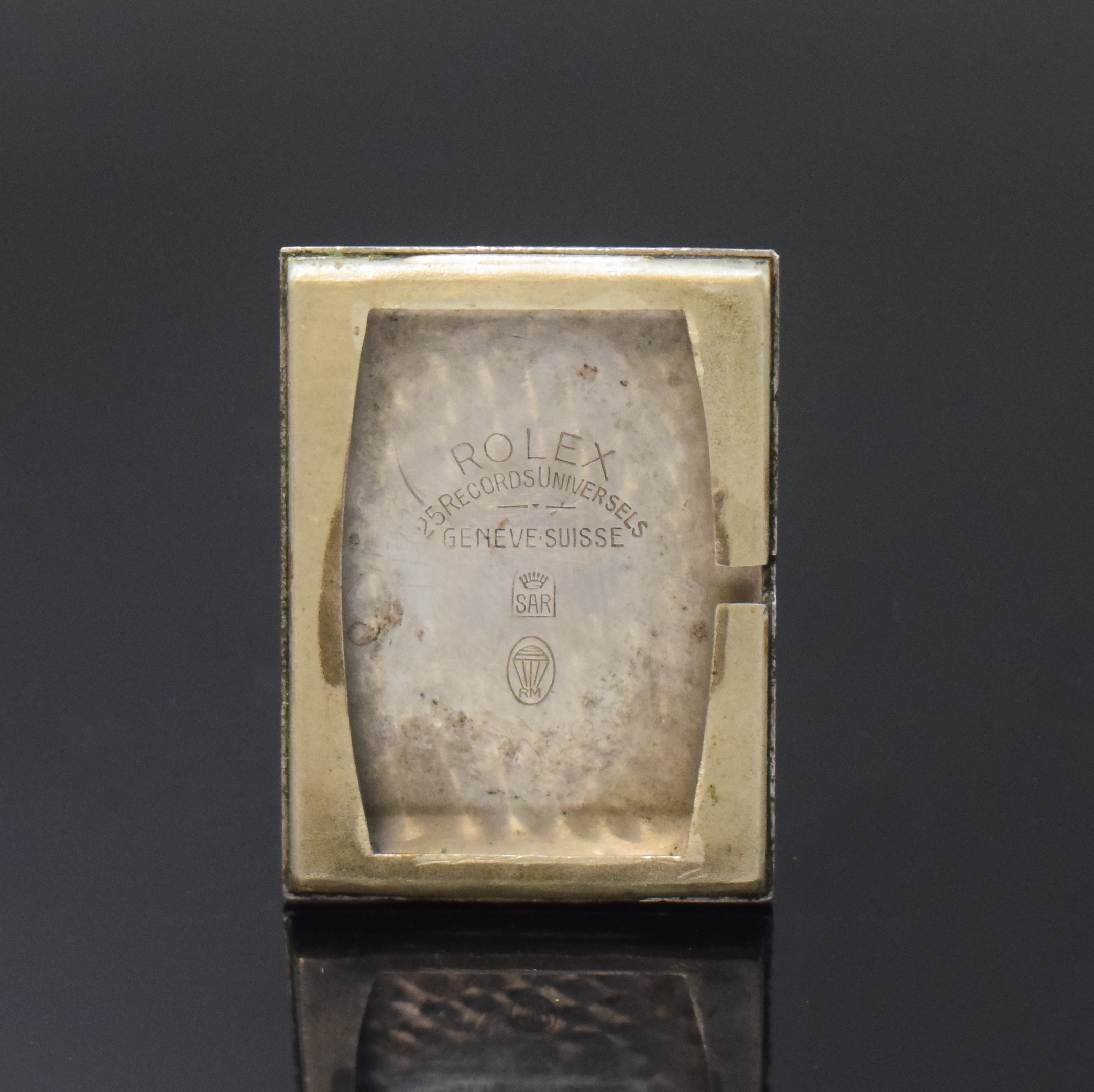 Detail e: ROLEX seltene, große Herrenarmbanduhr Referenz 2301, Handaufzug, Schweiz 1930er Jahre, Edelstahl/Gold kombiniert , Boden aufgedr., silb. Zifferbl. ...