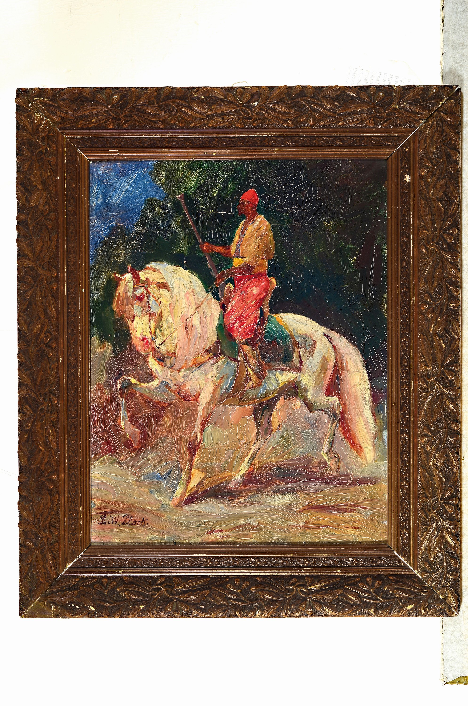 Detail k: Ludwig Wilhelm Plock, 1871-1940 Karlsruhe, orientalischer Reiter, Öl/Lwd, links unten signiert, altersbedingt krakeliert, ca. 45x35 cm, R. ca. ...