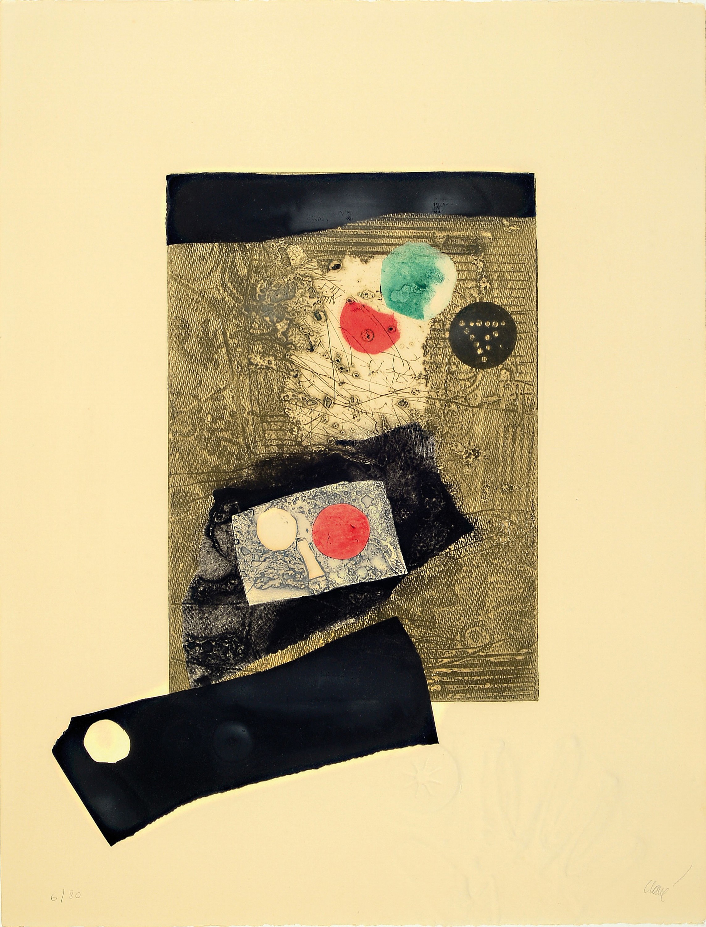 Antoni Clave, 1913 Barcelona - 2005 Saint -Tropez, Radierung mit Prägedruck, Ed. 6/80,handsigniert, Blatt 65x50 cm, unter Glas gerahmt 87x70 cm