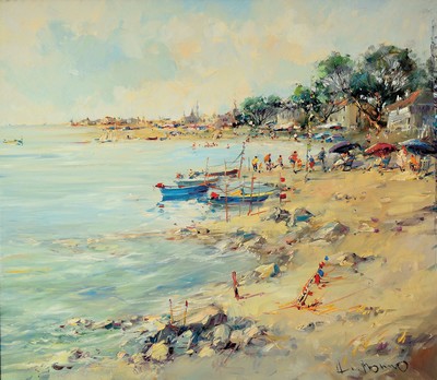 Image Paul Morro (Ingfried Paul Henze-Morro), 1925 Leipzig-2013, beach scene, oil/canvas, signed lower right, approx. 70x80cm, frame approx. 83x93cm, studied at the Leipzig and Munich academies