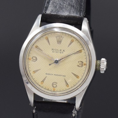 26786829a - ROLEX gents wristwatch Oyster Precision reference 6244, manual winding, Switzerland around 1950, stainless steel, screwed down case back and winding crown, structured dial, display of hours, minutes and sweep seconds, 15 jewels, calibre 710, diameter approx. 31 mm, signs of use due to age, condition 3, property of a collector