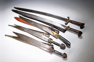 Image Collection of 5 edged weapons, Balkans and Near East, around 1880-1900, including 3 ...