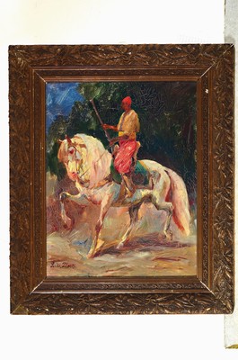 26786835k - Ludwig Wilhelm Plock, 1871-1940 Karlsruhe, oriental rider, oil/canvas, signed lower left,craquelure due to age, approx. 45x35 cm, frameapprox. 59x49cm