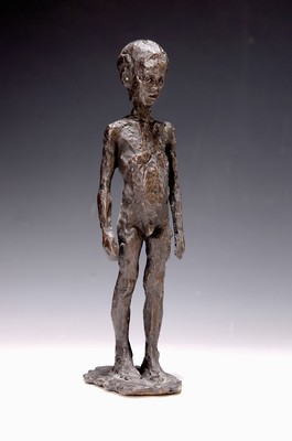 Image Bronze sculpture, standing boy, 20th century, dated 1990 on the bottom, unsigned, height ...