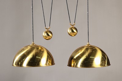 Image Double-Double Posa pendant lamp, Florian Schulz, D. 43cm, 20th century, brass, two ...