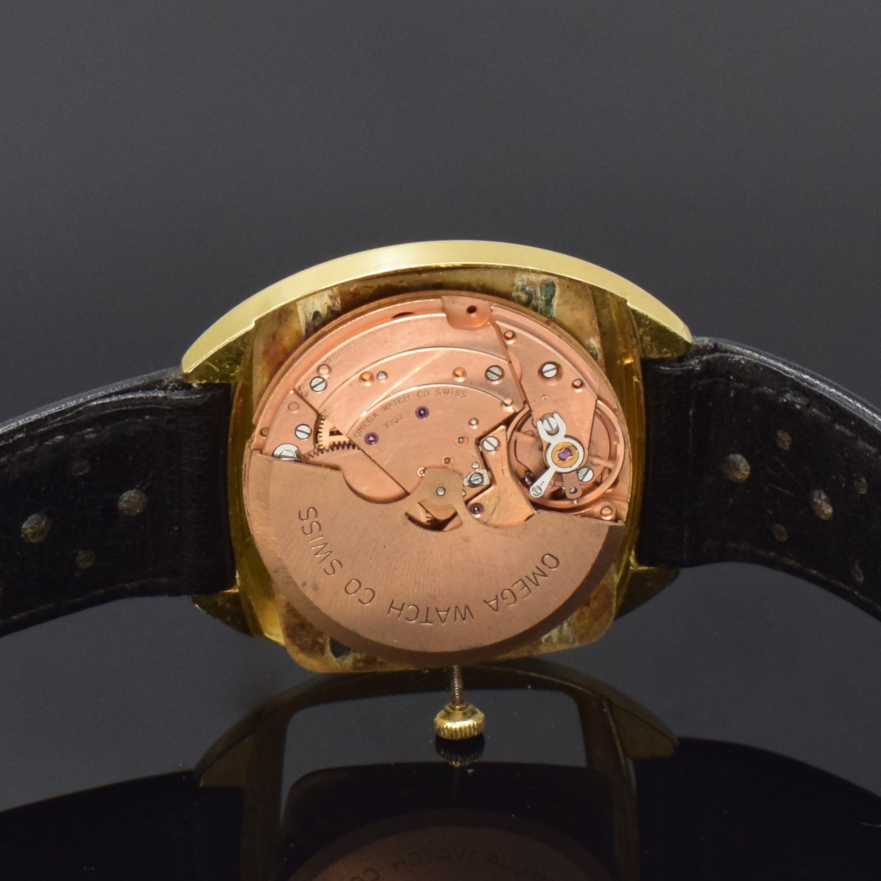 Detail f: OMEGA De Ville Herrenarmbanduhr in GG 750/000 Referenz 162047, Schweiz um 1970, Automatik, 2-teil. Geh. inkl. orig. Lederband m. orig. GG 375/000 ...