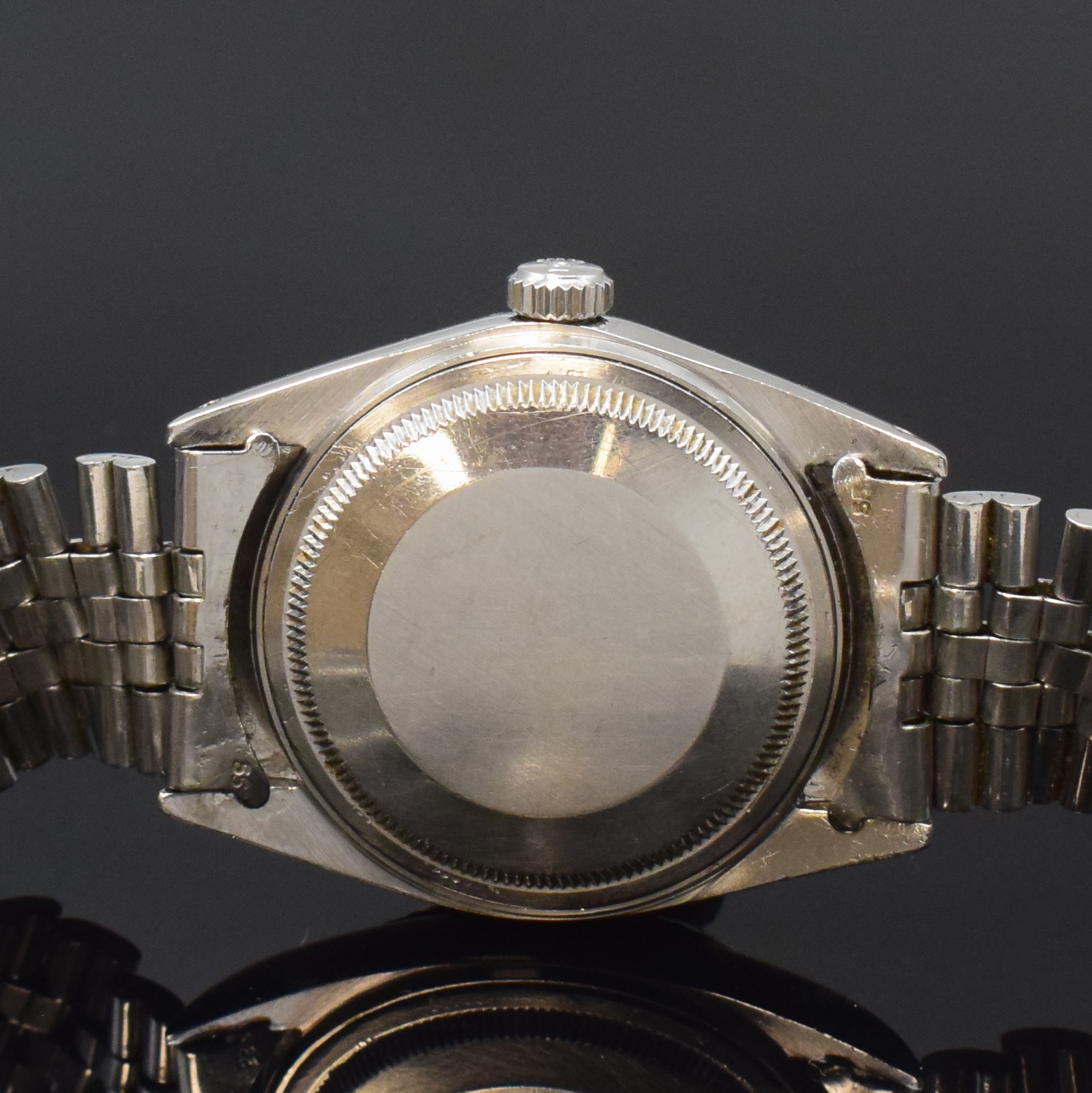 Detail c: ROLEX Oyster Perpetual Datejust Herrenarmbanduhr Referenz 1603, Schweiz um 1959, Automatik, Chronometer der Superlative in Edelstahl inkl. gefaltetem ...