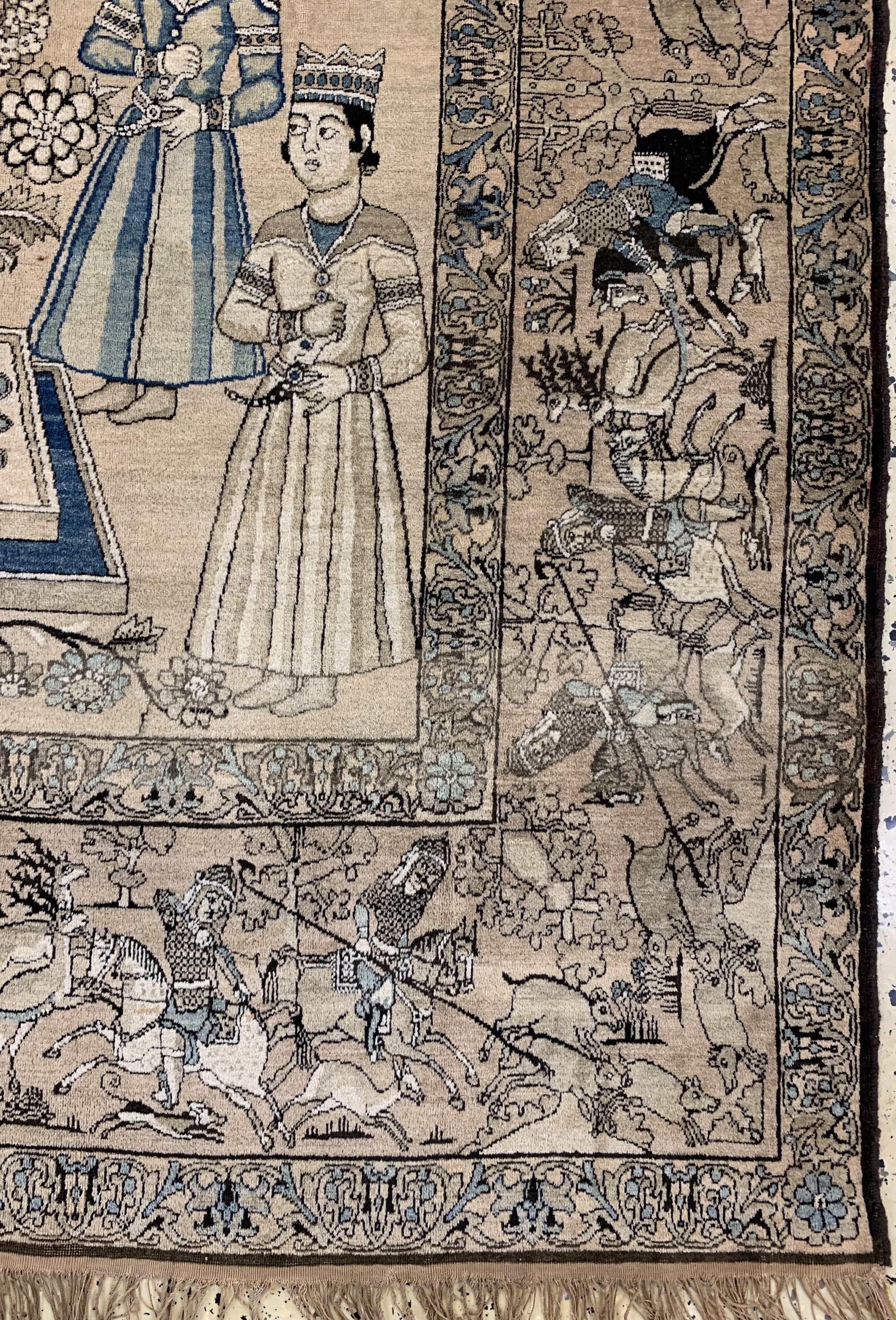 Detail a: Kerman Lawar antik, Persien, Mitte 19.Jhd, Wolle auf Baumwolle, ca. 222 x 137 cm, EHZ: 2-3(kleine Restaurierungen).