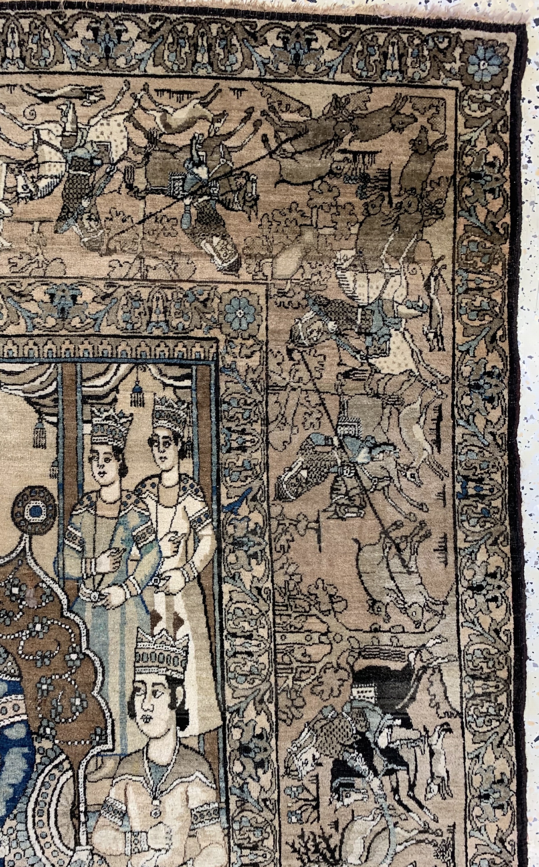 Detail f: Kerman Lawar antik, Persien, Mitte 19.Jhd, Wolle auf Baumwolle, ca. 222 x 137 cm, EHZ: 2-3(kleine Restaurierungen).