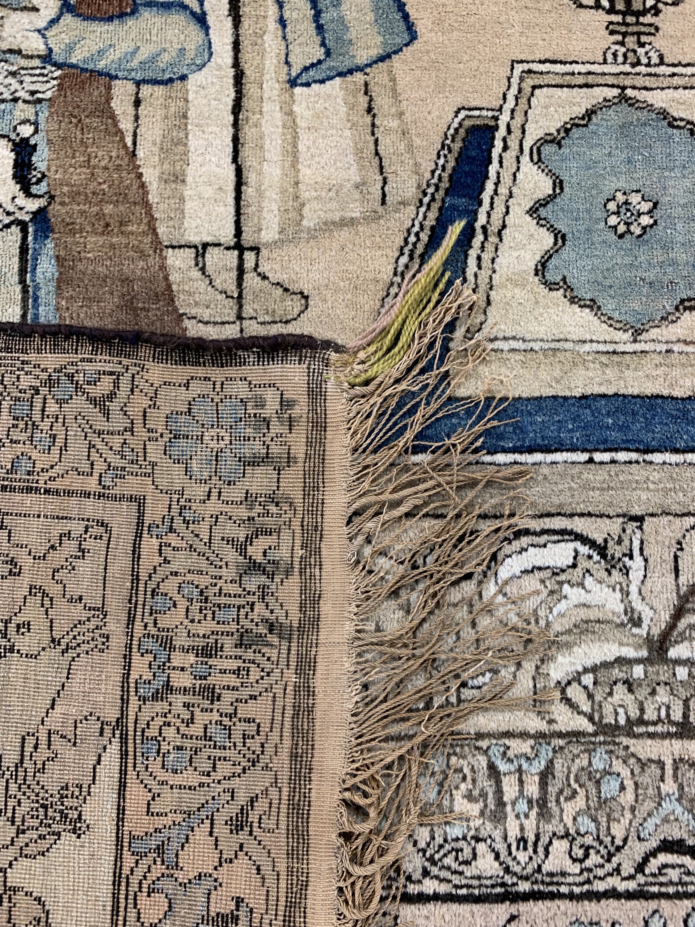 Detail h: Kerman Lawar antik, Persien, Mitte 19.Jhd, Wolle auf Baumwolle, ca. 222 x 137 cm, EHZ: 2-3(kleine Restaurierungen).
