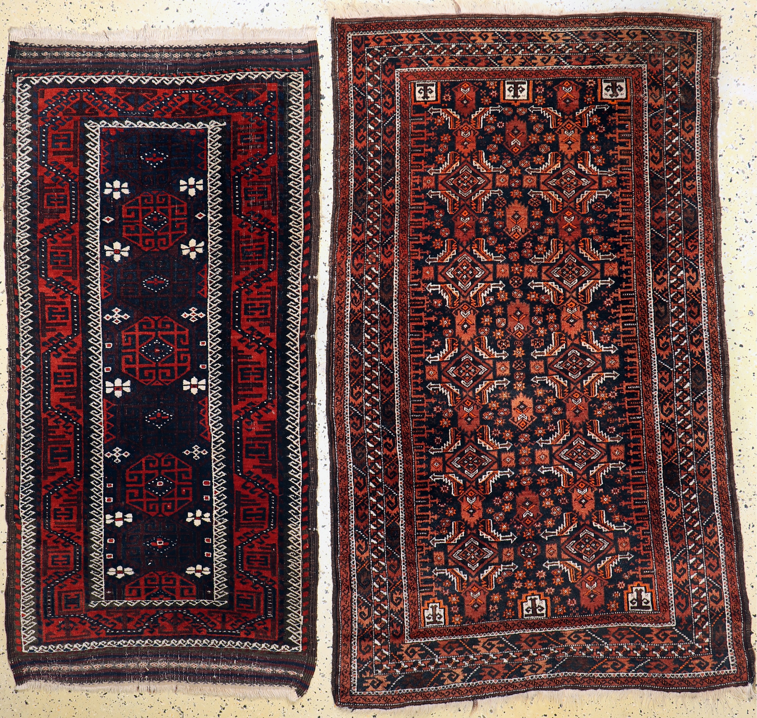 Paar Belutsch antik, Persien, um 1900, Wolle auf Wolle, ca. 190 x 112 cm, EHZ: 2-3