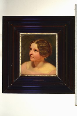 26787224k - Attribution: Carl von Piloty, portrait of a young woman, oil/canvas/painting board, approx. 32x28cm, etc., frame approx. 60x56cm with nameplate Carl v. Piloty