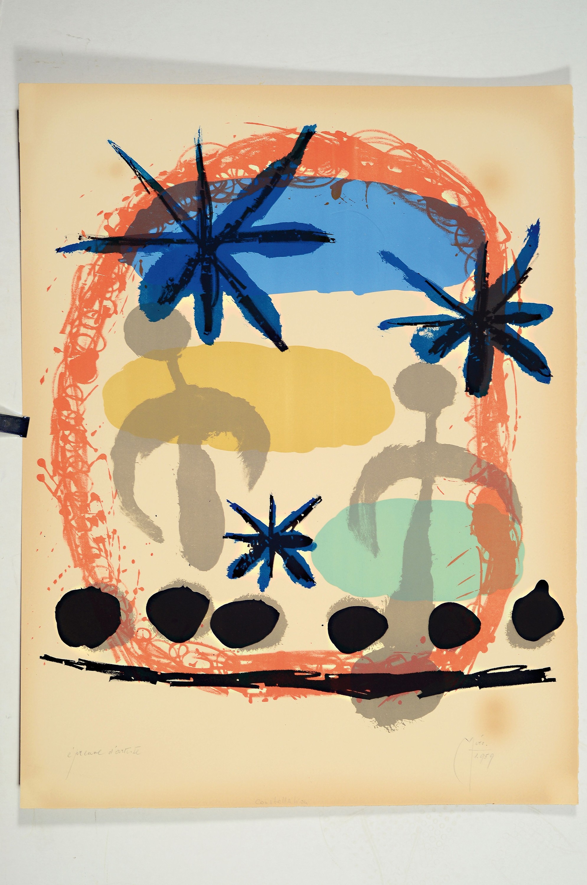 Detail k: Joan Miro, 1893-1983, Constellation, Farblithographie von 1959, handsigniert und datiert, bez.:épreuve d'artiste, gebräunt, Lichtrand, ...