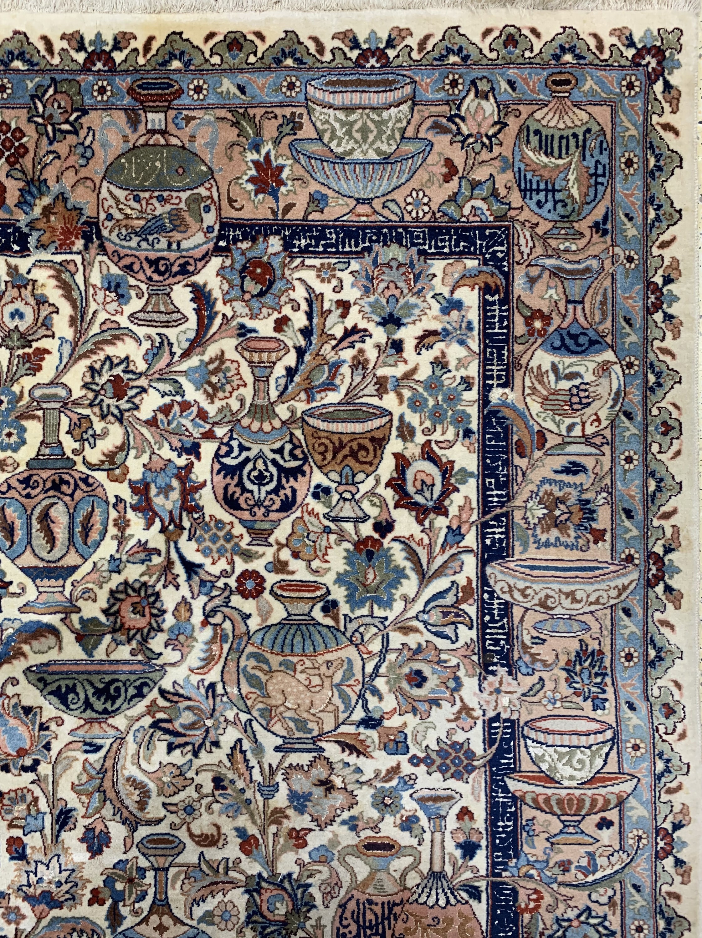 Detail d: Kaschmar fein, Persien, ca. 40 Jahre, Korkwolle mit Seide, ca. 247 x 171 cm, EHZ: 2 (Fleckig).