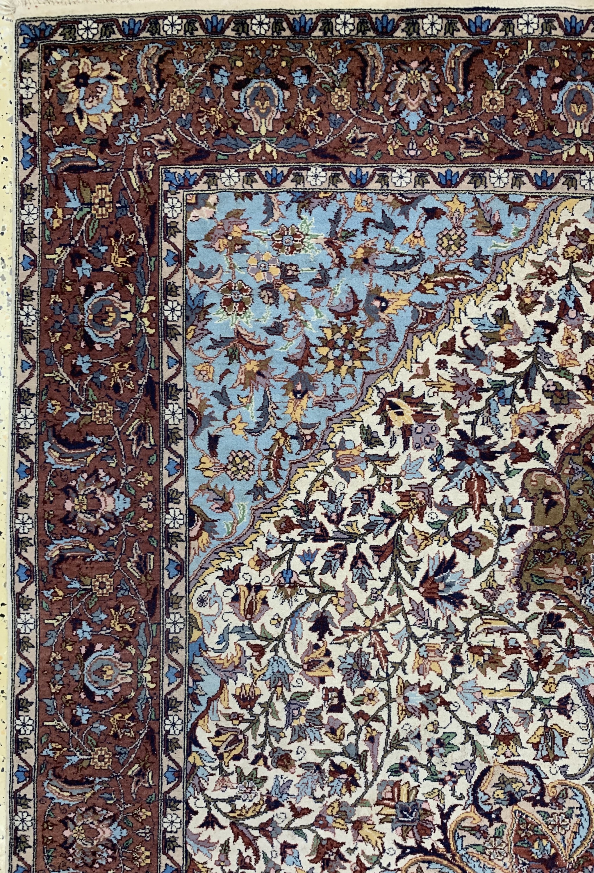 Detail c: Lahor fein, Pakistan, ca. 40 Jahre, Korkwolle auf Baumwolle, ca. 255 x 153 cm, EHZ: 2