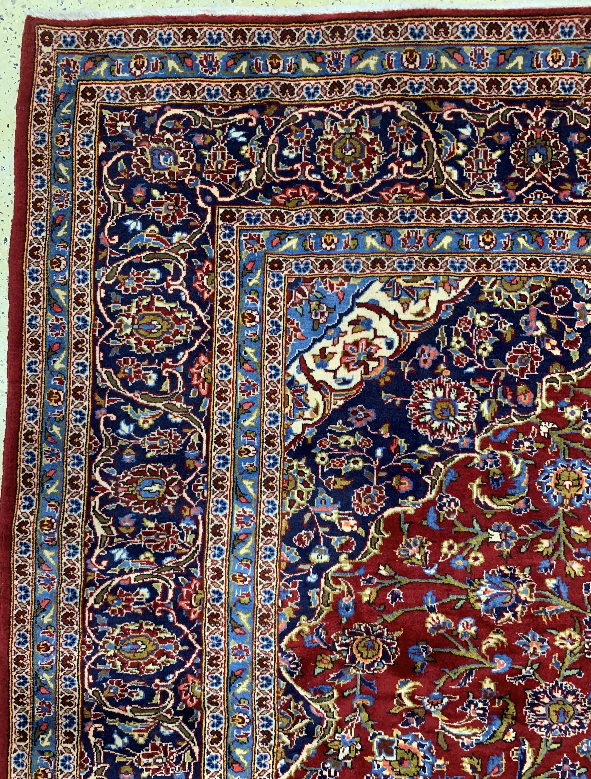 Detail d: Keschan, Persien, Ende 20.Jhd, Wolle auf Baumwolle, ca. 390 x 257 cm, EHZ: 2